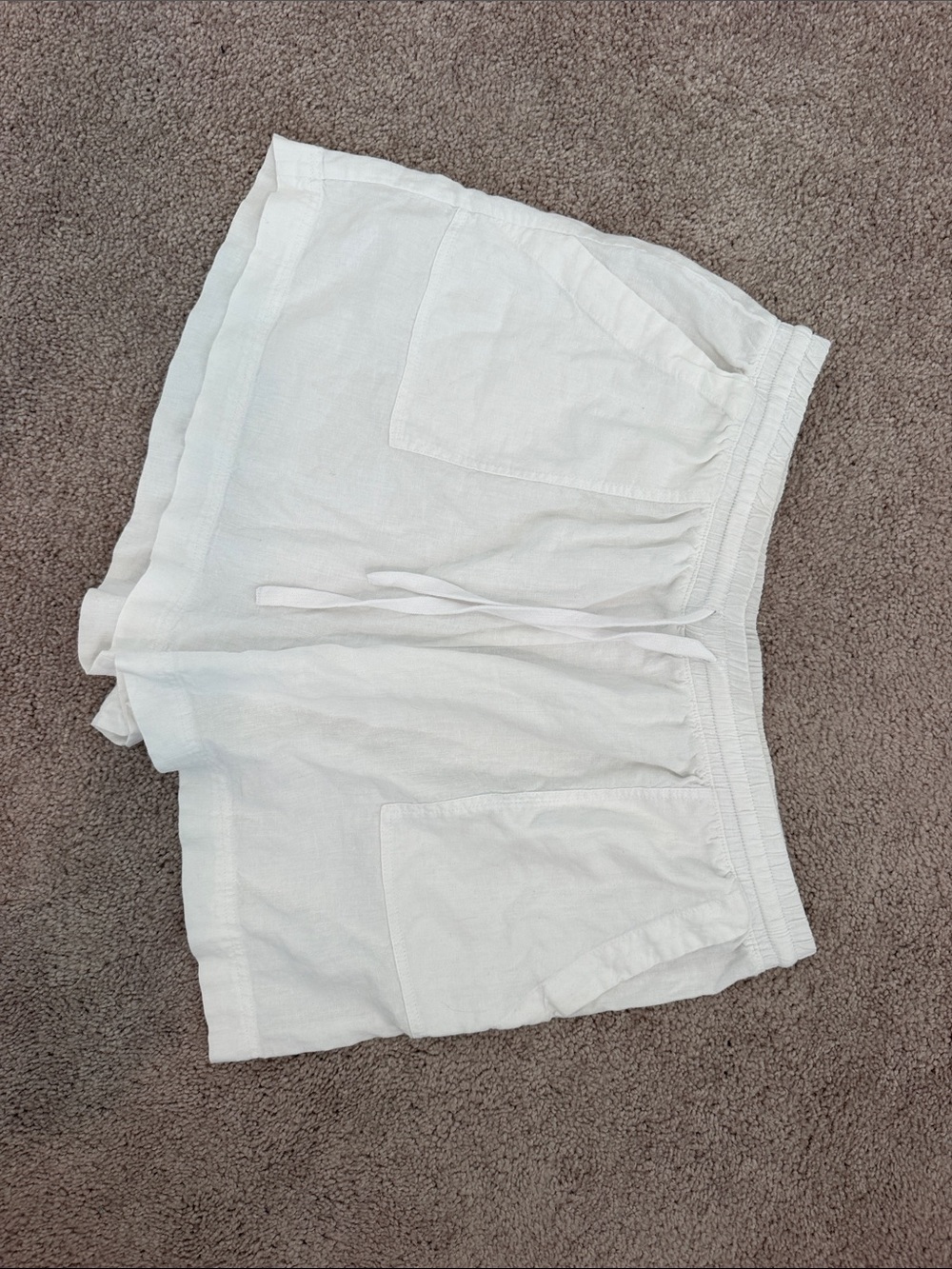 Splendid White Drawstring Linen-Blend Athletic Shorts